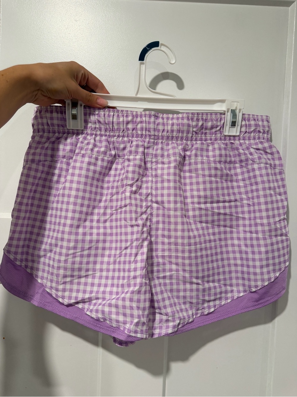 Lavender Gingham Athletic Shorts